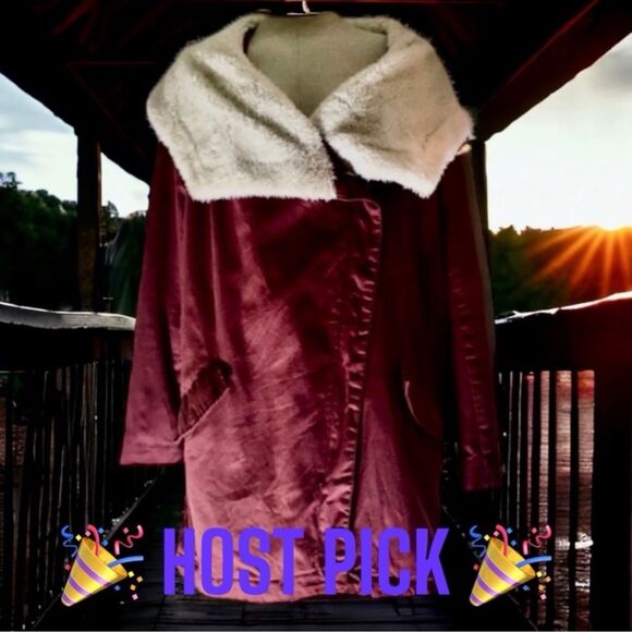 PacSun LA Hearts Coat Red Shawl Collar Size M Tech Preppy Western 🎉 Host Pick 🎉 - Picture 14 of 16